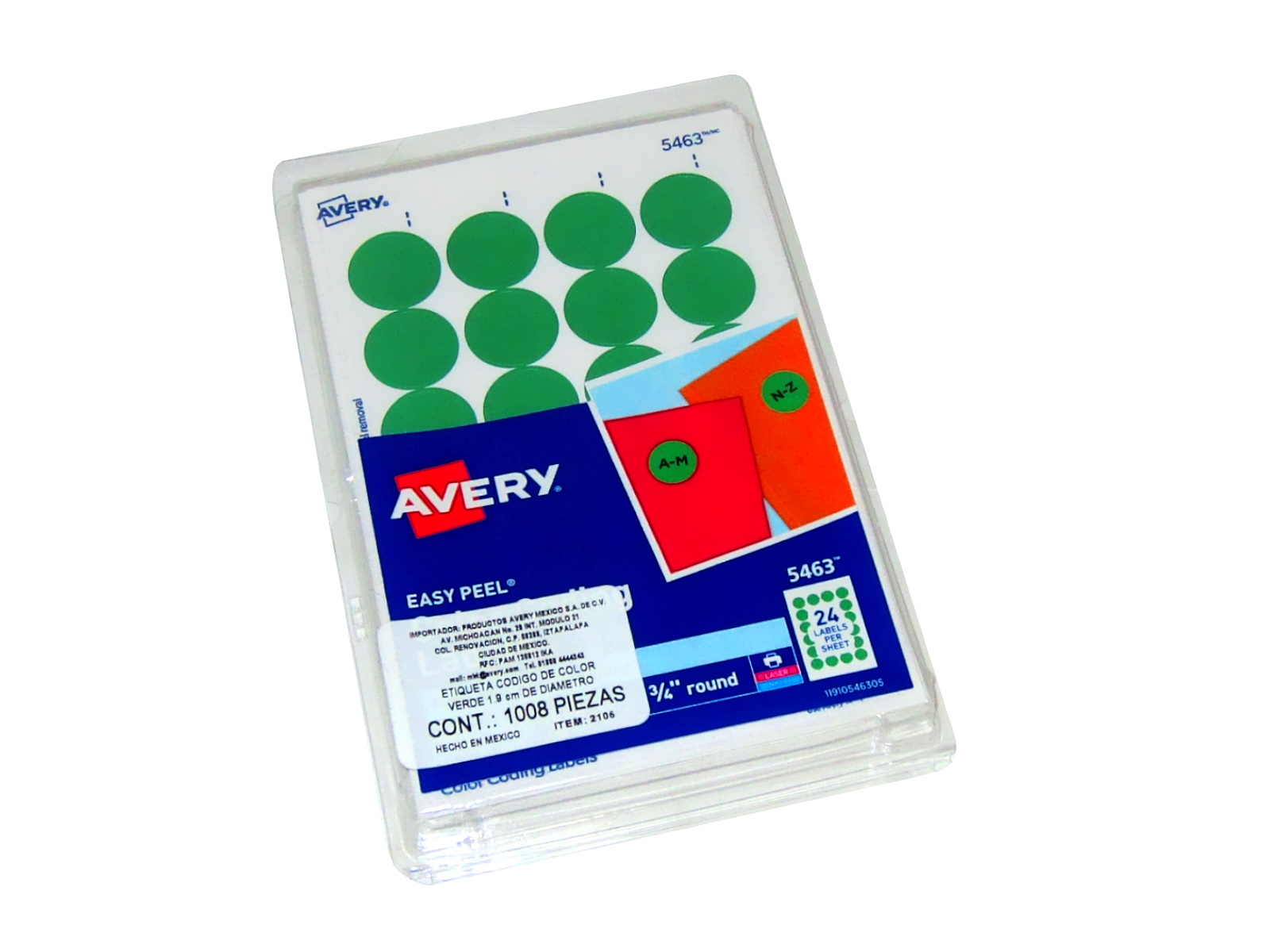 ETIQUETA AVERY REMOVIBLE REDONDA 3/4 1.9CMS VDE BANDERA 2105