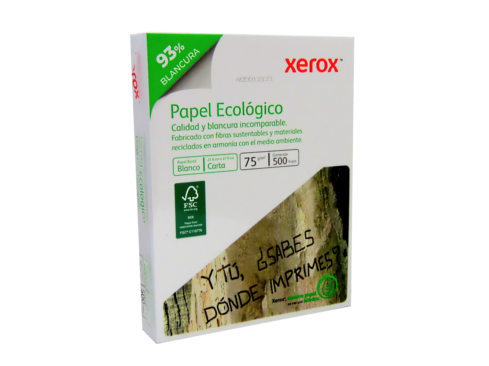 PAPEL XEROX BOND 37K ECOLOGICO T/CARTA PAQ C/500 93% BLANCUR