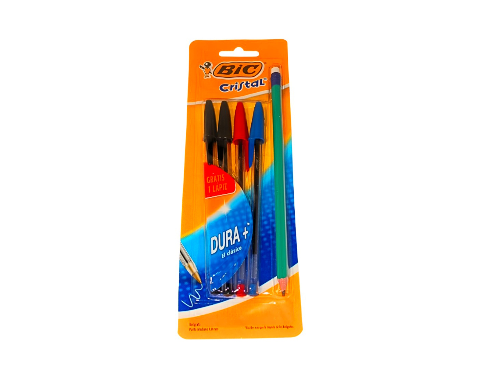 BOLIGRAFO CRISTAL DURA MED PAQ/4 SURTIDO MAS LAPIZ BIC      