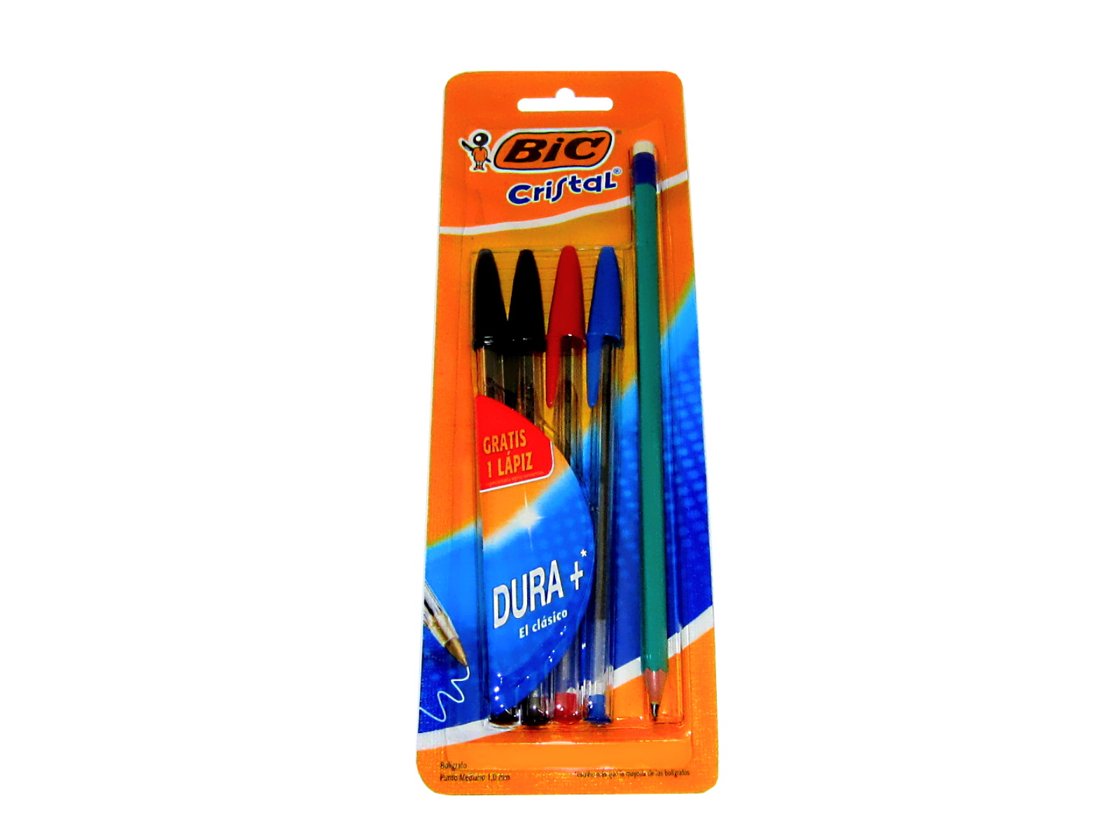 BOLIGRAFO CRISTAL DURA MED PAQ/4 SURTIDO MAS LAPIZ BIC      