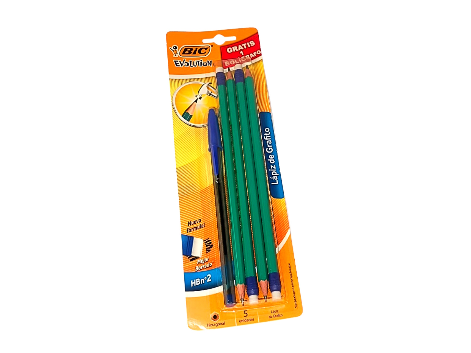 LAPIZ EVOLUTION BLISTER C/4 NO.2 HB + 1 BOL CRISTAL BIC     
