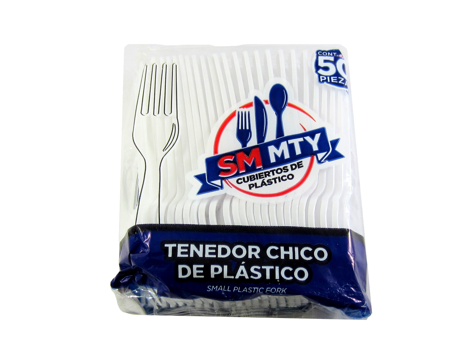 TENEDOR DE PLASTICO CHICO PAQ C/50                          