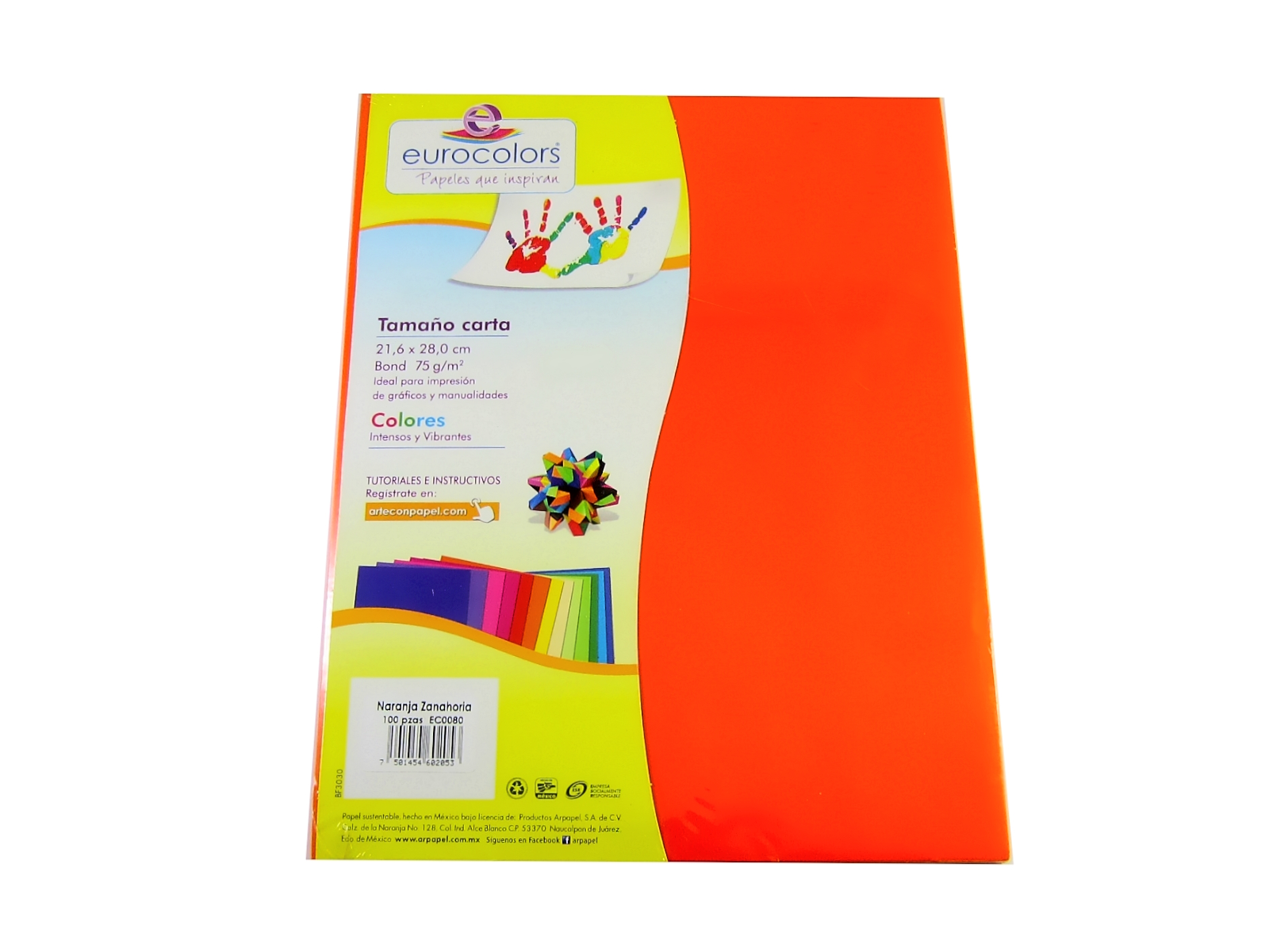 PAPEL EUROCOLORS NARANJA PAQ C/100 CARTA EC0080             