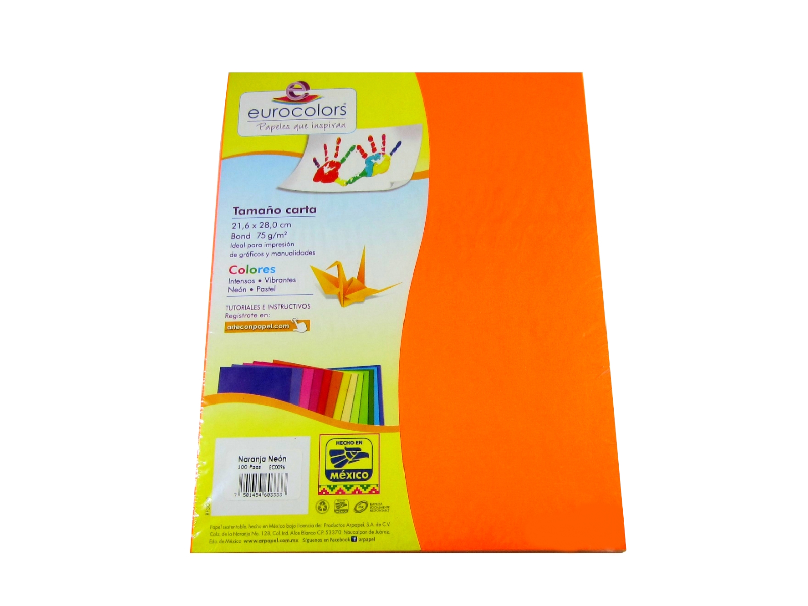 PAPEL EUROCOLORS NARANJA NEON CARTA C/100 HJS EC0096        