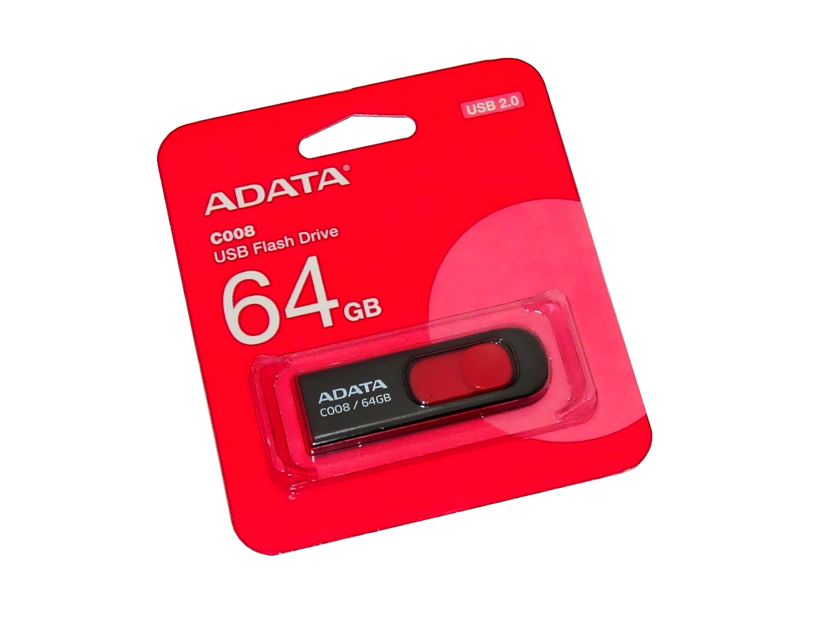 MEMORIA USB ADATA 64GB C008 NEGRA ROJO  AC008-64G-RKD       