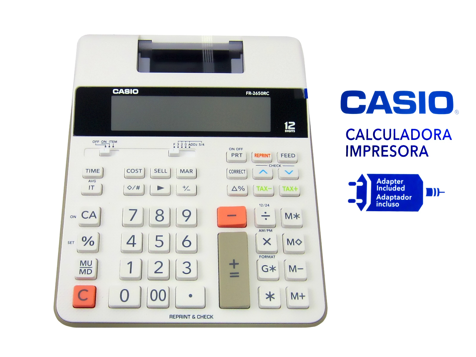 CALCULADORA CASIO FR-2650RC-U-DC 12 DIG.PANT/ROLLO SUMADORA 