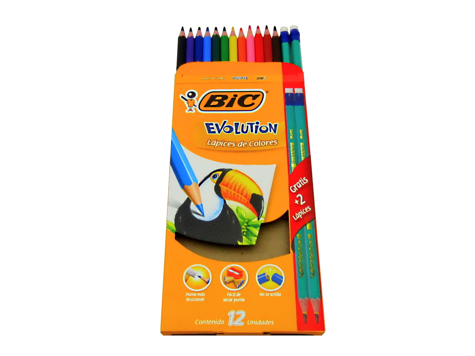 COLORES EVOLUCION C/12 + 2 LAPICES EVOL BIC                 