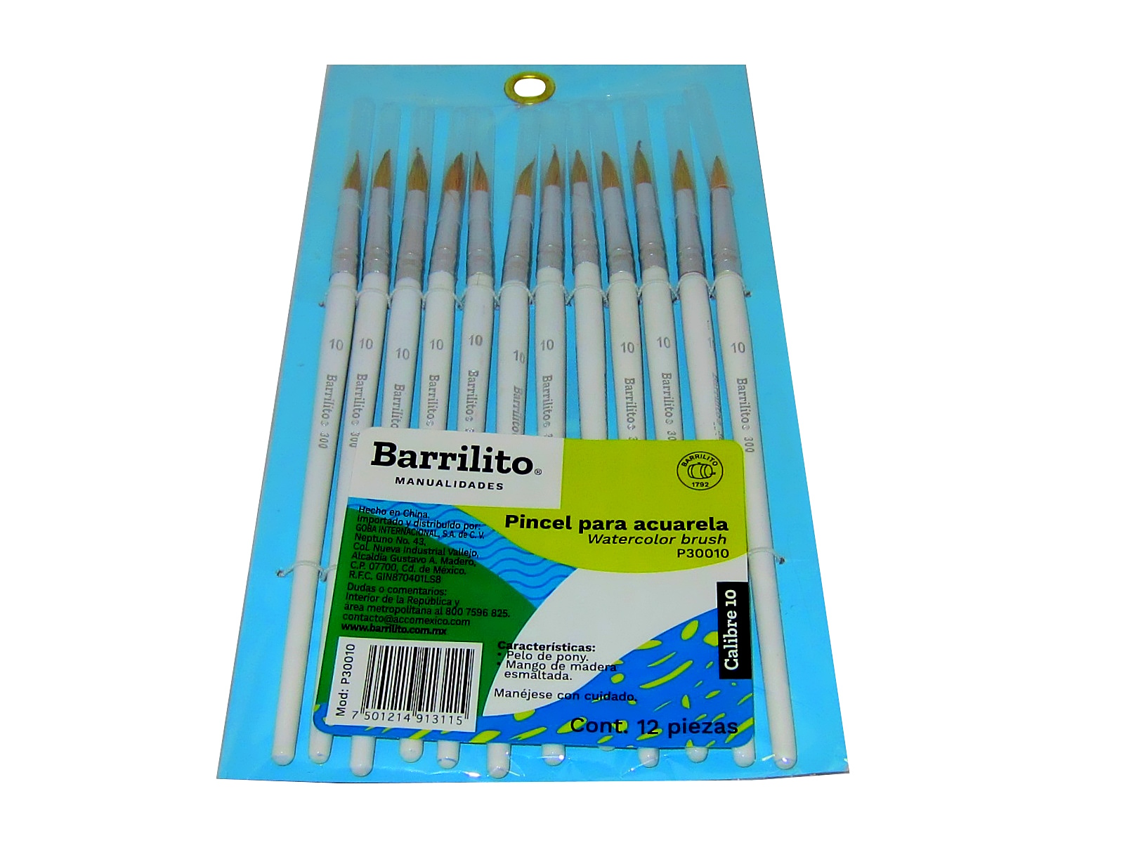 PINCELIN PARA ACUARELA CAL 10 P30010 C/12 BARRILITO         