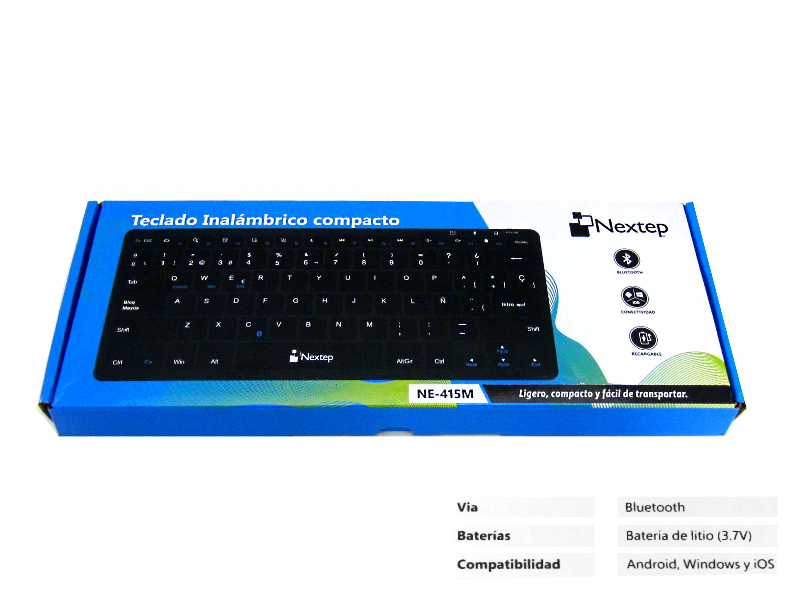 TECLADO INALAMBRICO COMPACTO BLUETOOTH,RECAR NE-415-M NEXTEP
