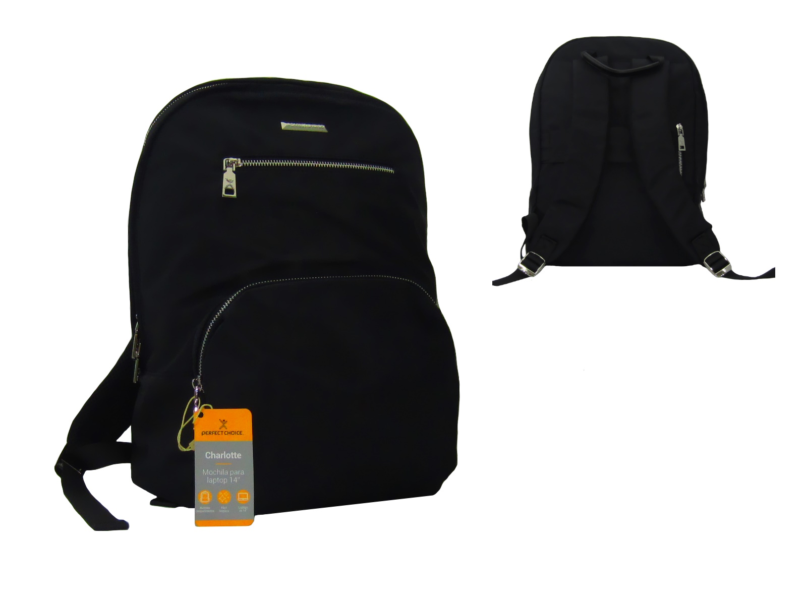MOCHILA CHARLOTTE 14 P/LAP NEGRA PERFECT CHOICD PC-083634   