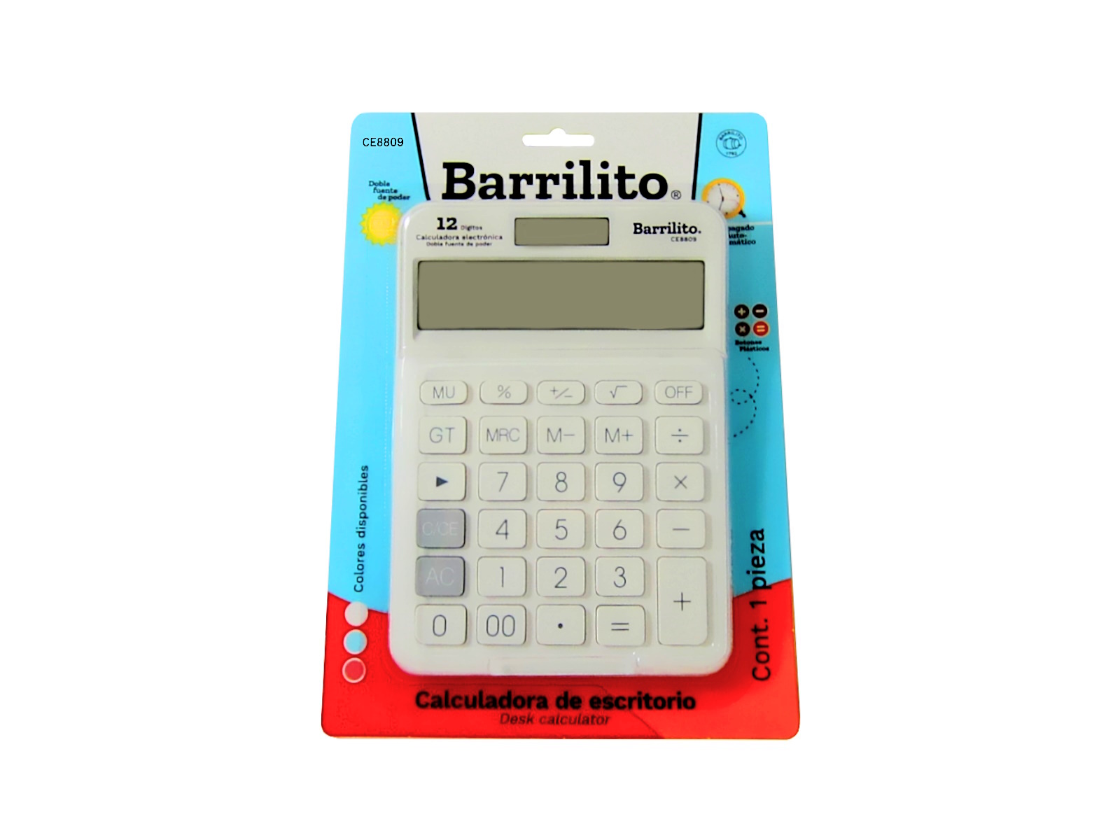 CALCULADORA ESCRITORIO 12 DIGITOS COLORES CE8809 BARRILITO  