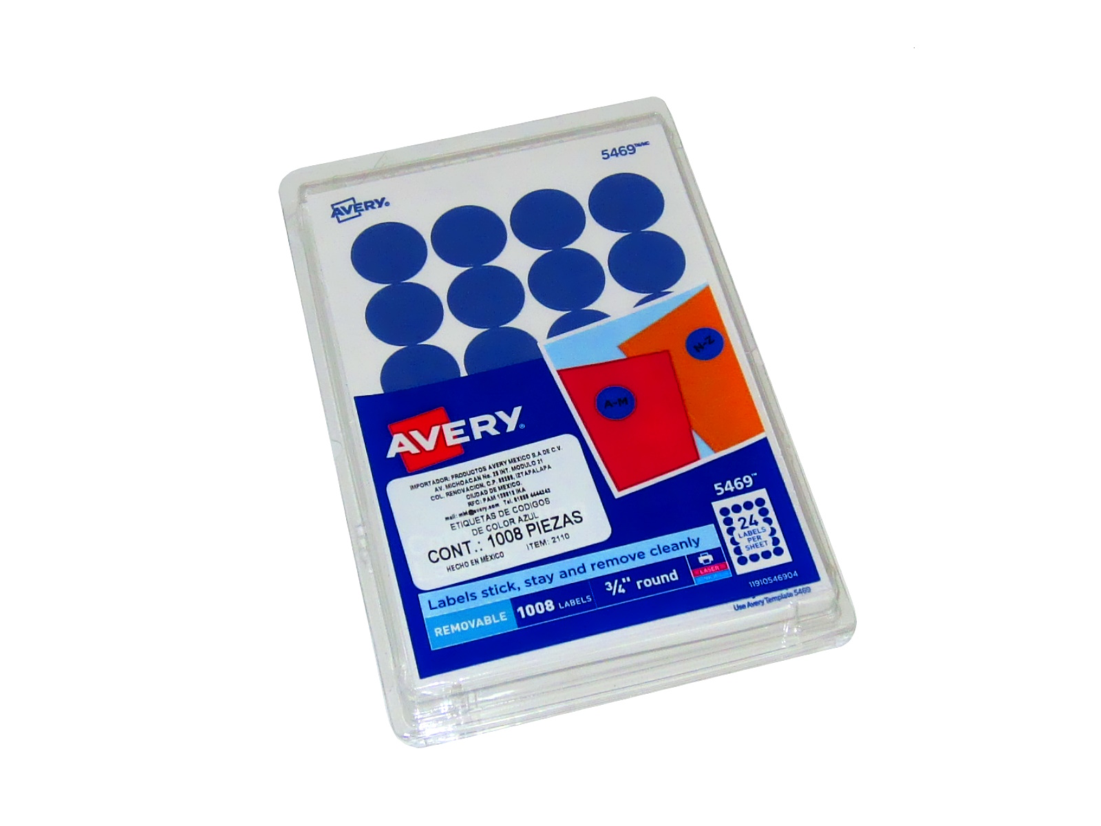 ETIQUETA AVERY REMOVIBLE REDONDA 3/4 1.9CMS AZUL MARINO 2110