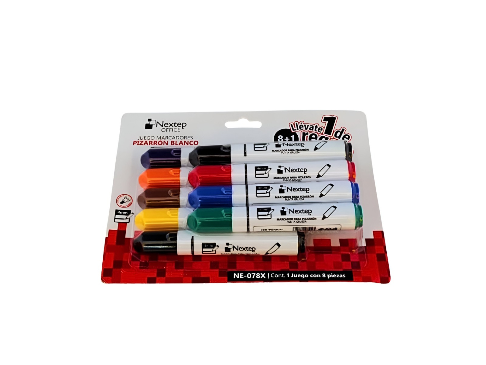 MARCADOR NEXTEP PARA PIZARRÓ 8 COLORES PUNTA GRUESA NE-078X 