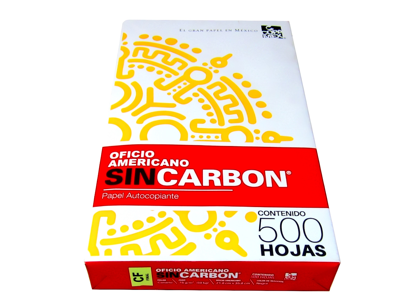PAPEL AUTOCOPIA CF 75 GRS. CANARIO T/OF. PAQ C/500          